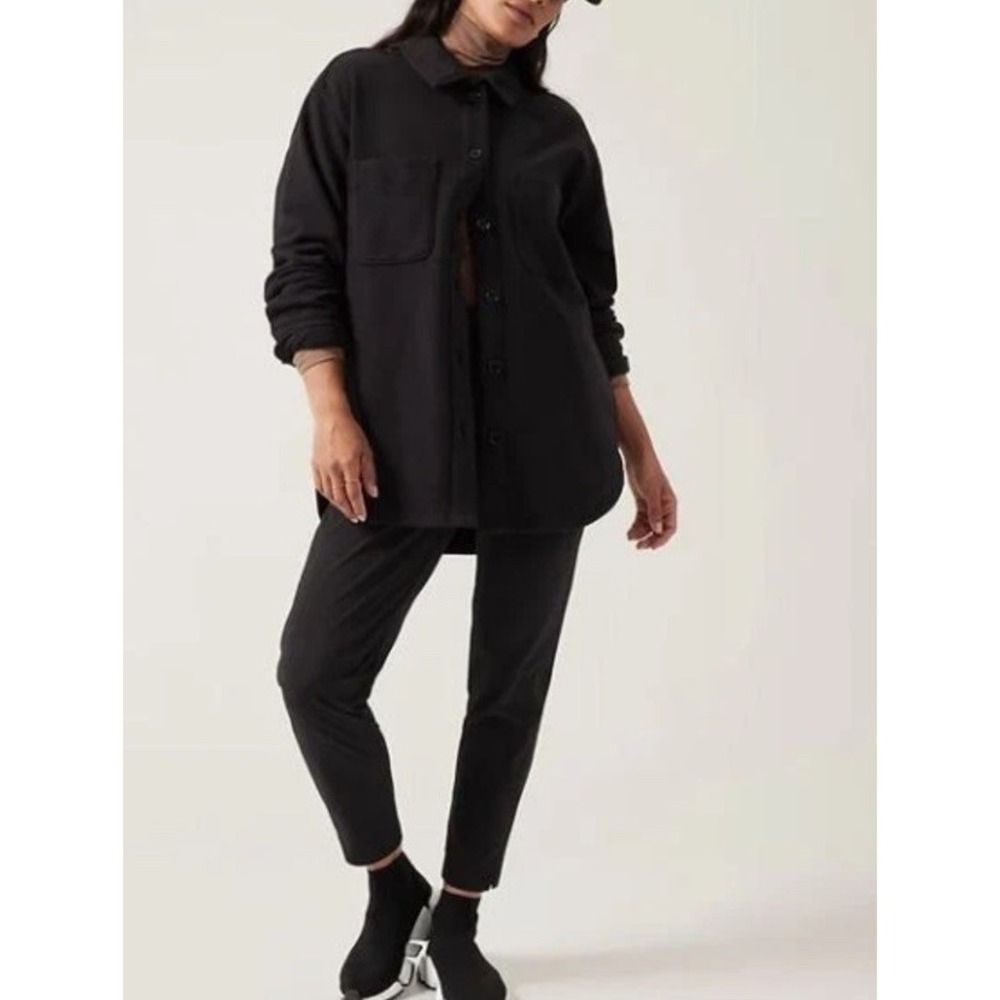 Athleta NWT Women's Retroplush Shirt Jacket Size 3X‎ Color Black